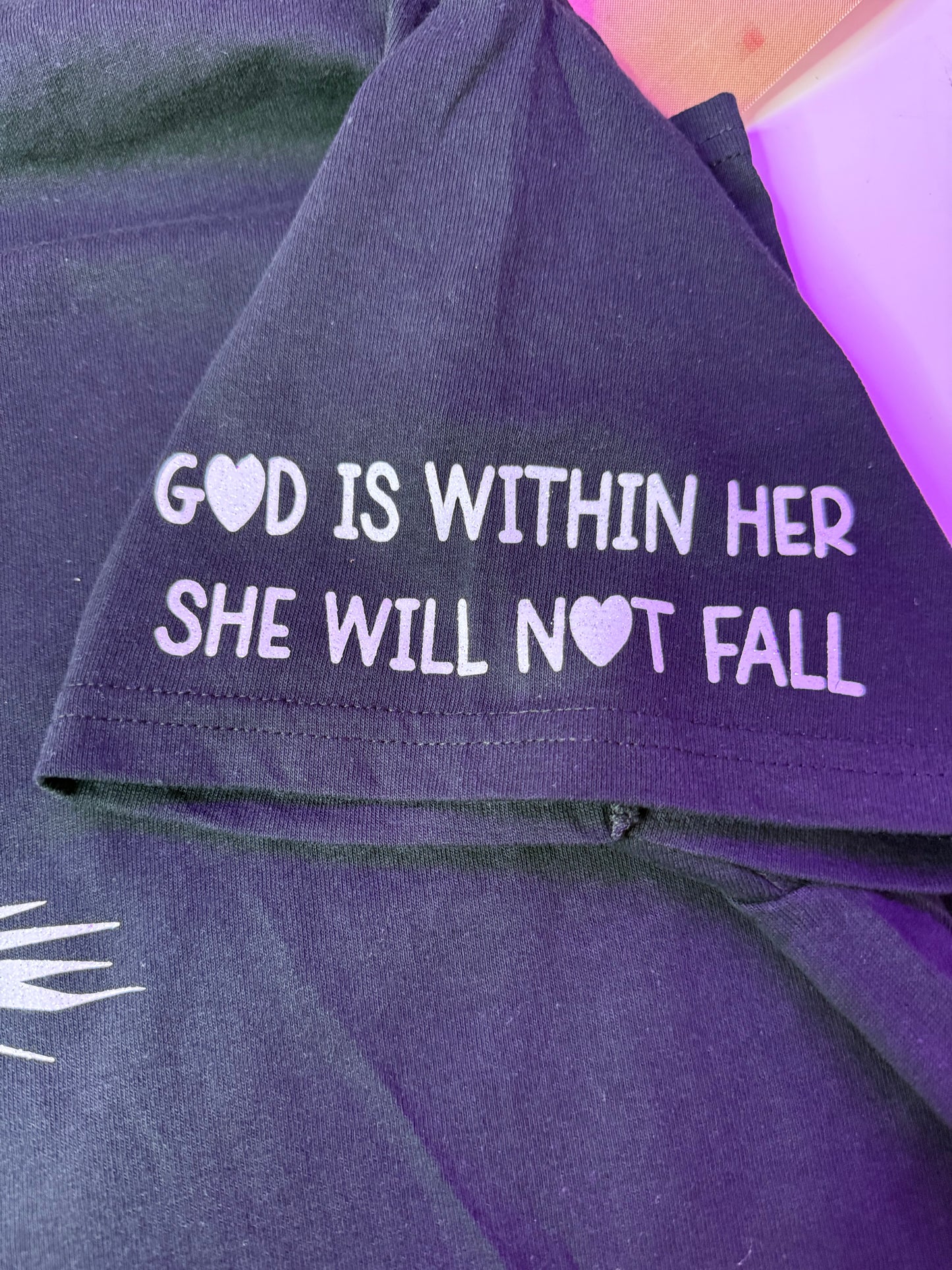 God is within her T-shirt