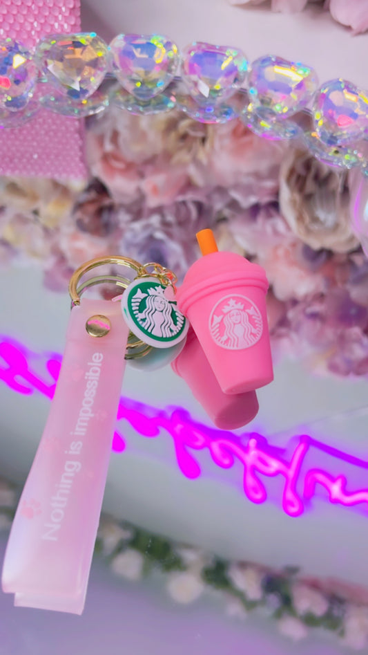 Pink drink keychain